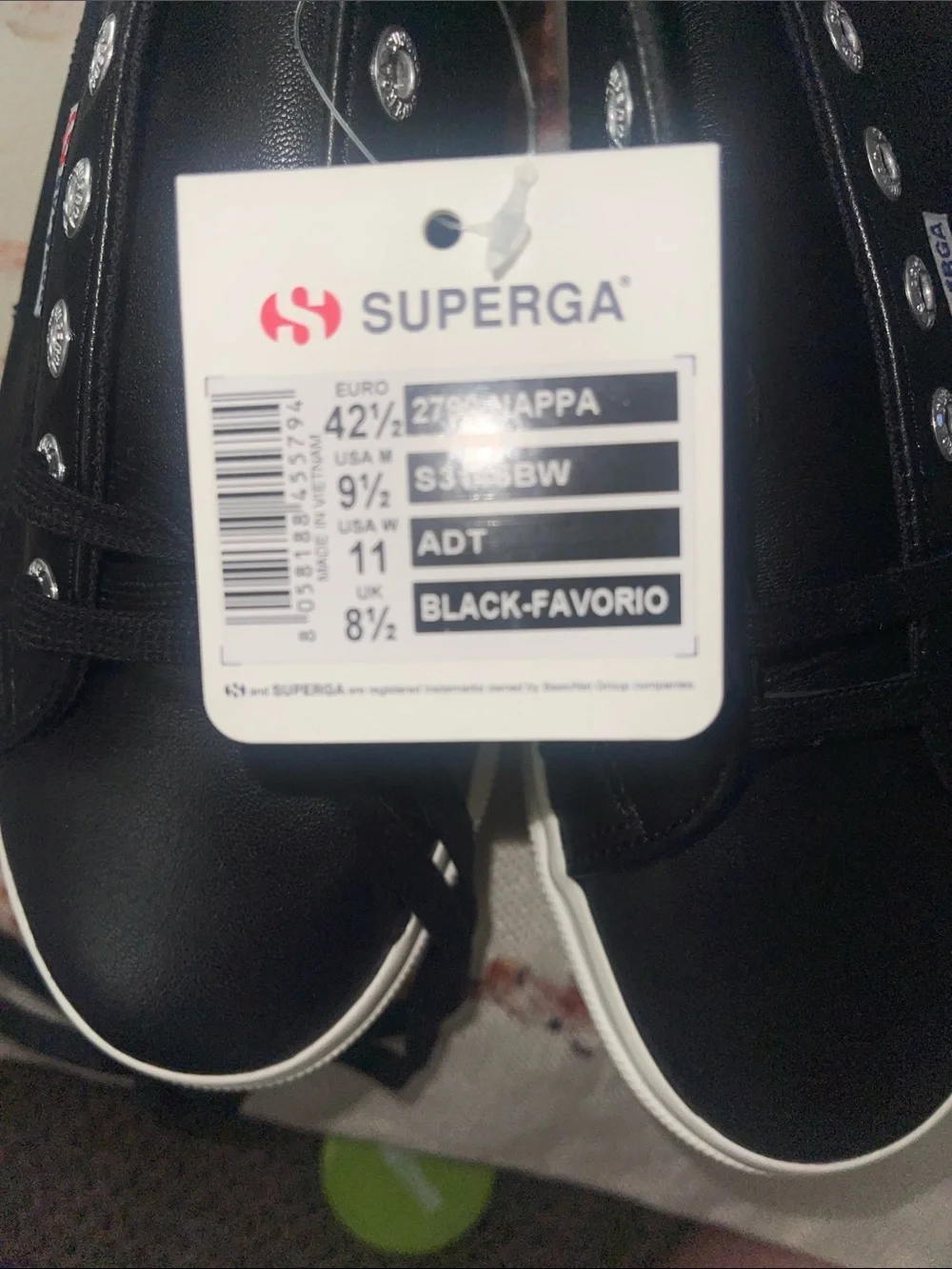 Superga Black Low-Top Platform Sneaker with White Sole